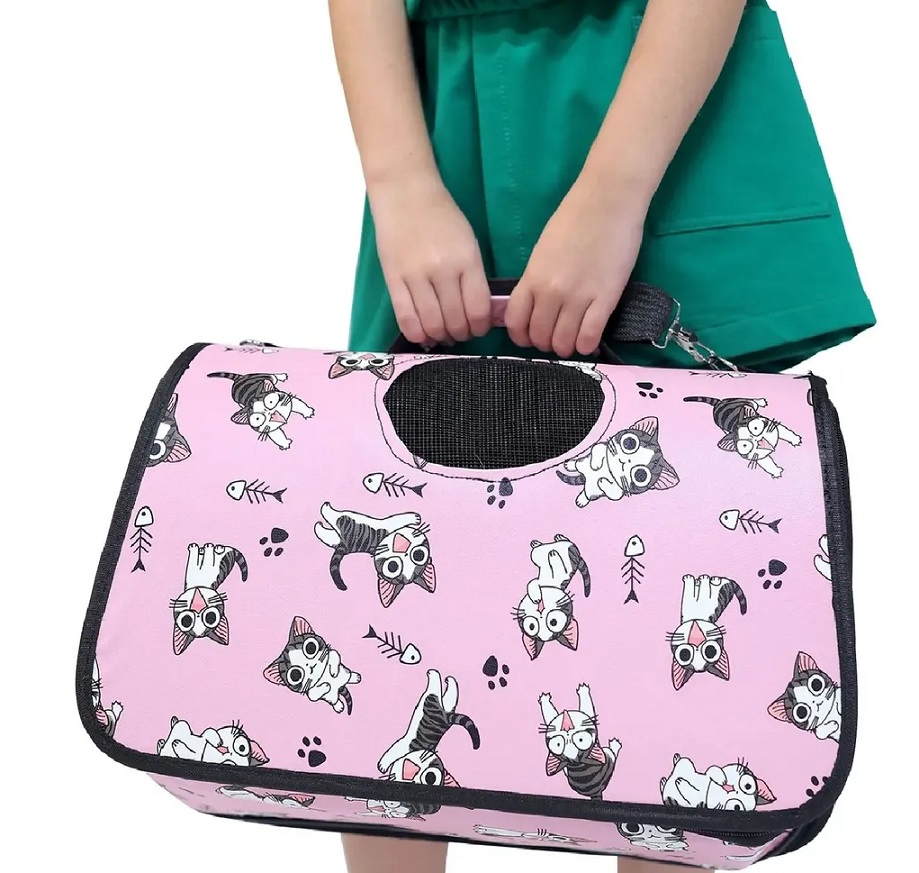MOCHILA TRANSPORTADORA PARA PERROS GATOS MASCOTAS ROSADO - 6