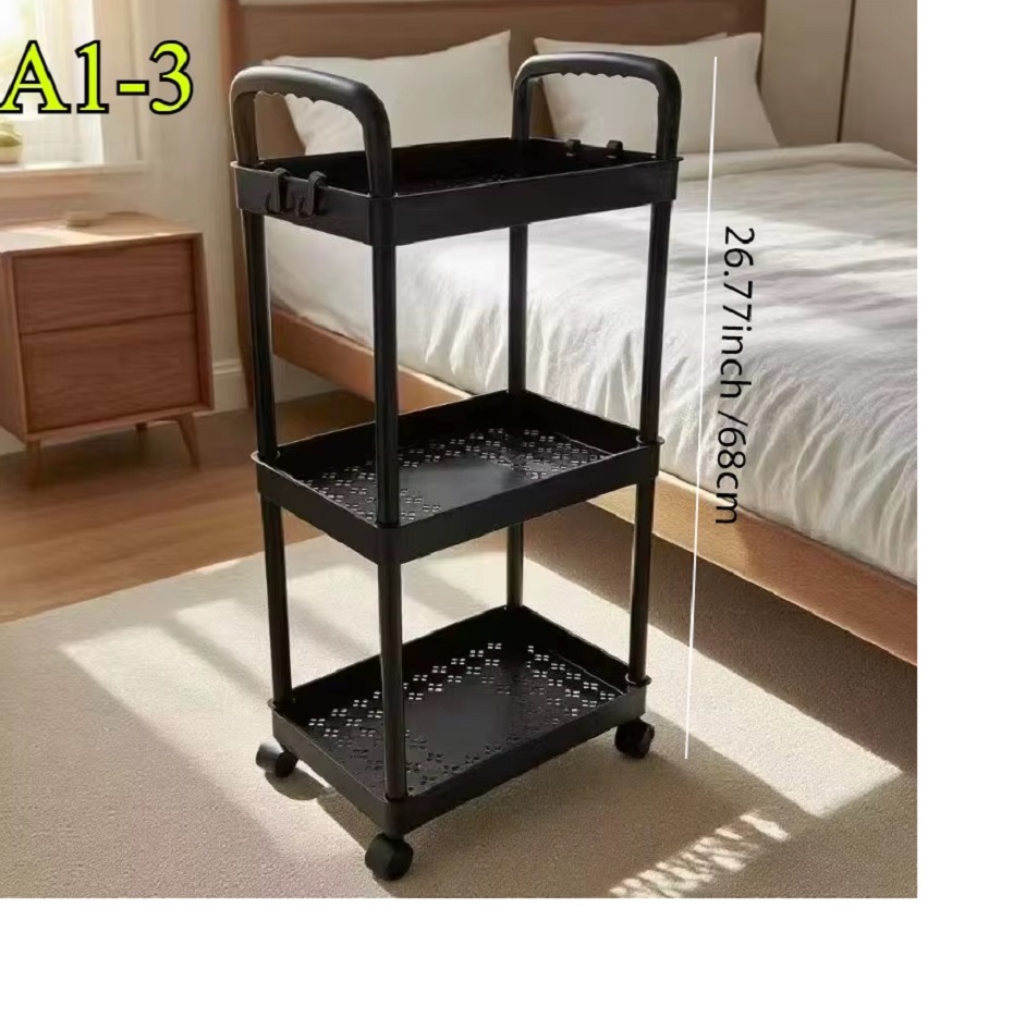 CARRITO DE ALMACENAMIENTO ORGANIZADOR DE 3 NIVELES NEGRO - 3