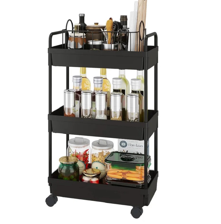 CARRITO DE ALMACENAMIENTO ORGANIZADOR DE 3 NIVELES NEGRO - 4