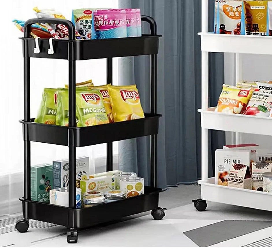 CARRITO DE ALMACENAMIENTO ORGANIZADOR DE 3 NIVELES NEGRO - 5
