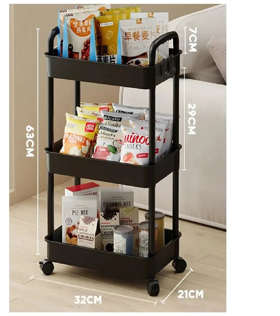 CARRITO DE ALMACENAMIENTO ORGANIZADOR DE 3 NIVELES NEGRO - 6