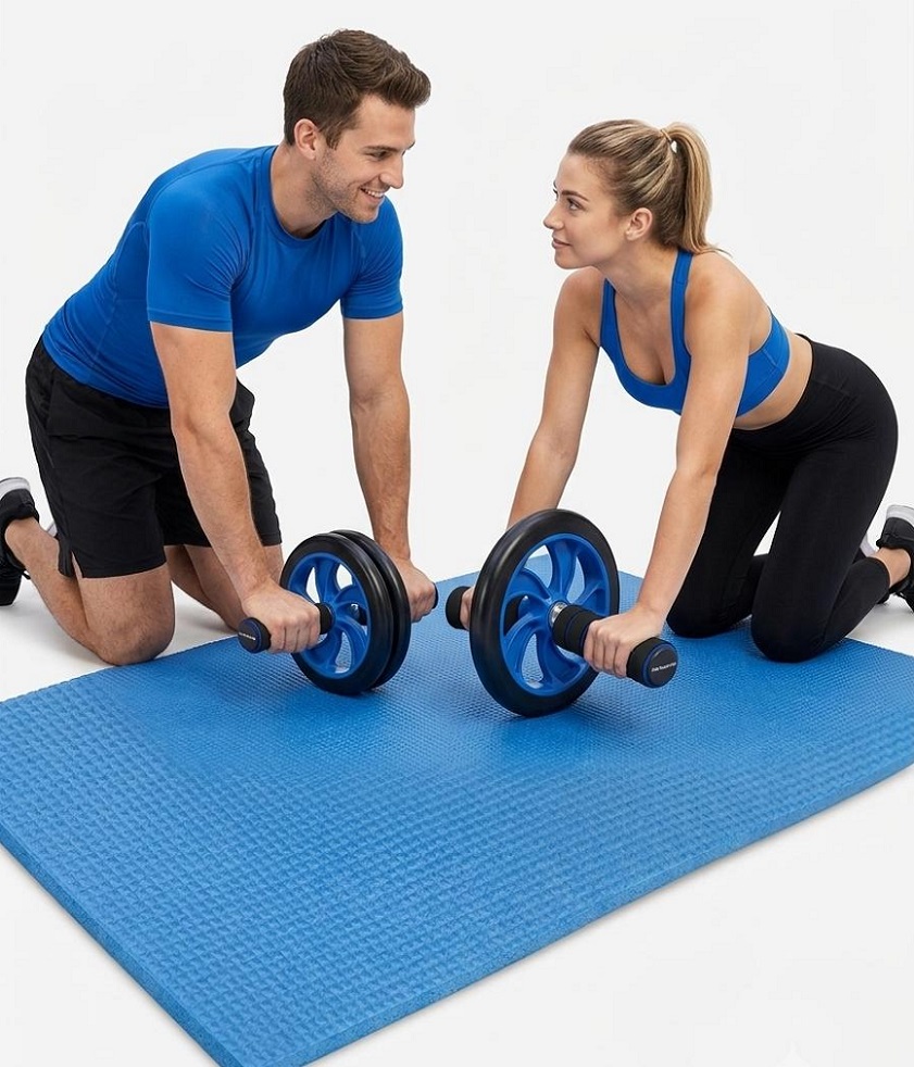 RUEDA PARA ABDOMINALES CON TAPETE GYM AZUL - 1