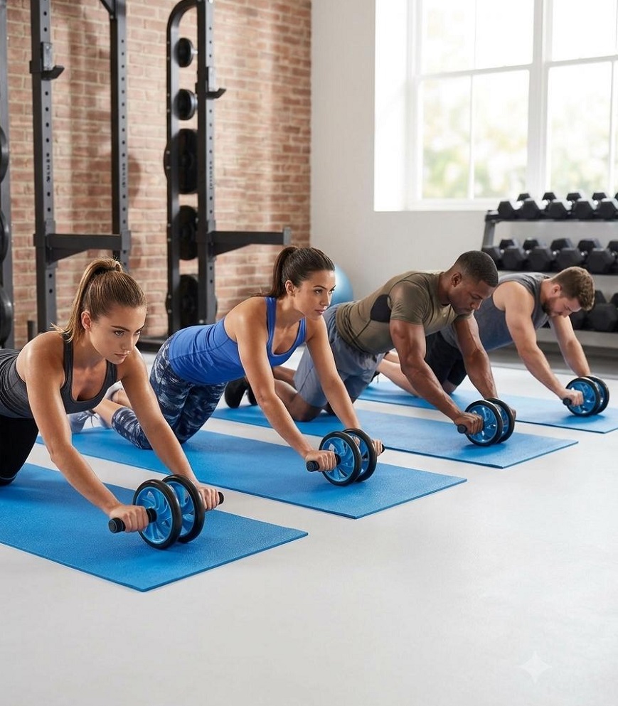 RUEDA PARA ABDOMINALES CON TAPETE GYM AZUL - 4