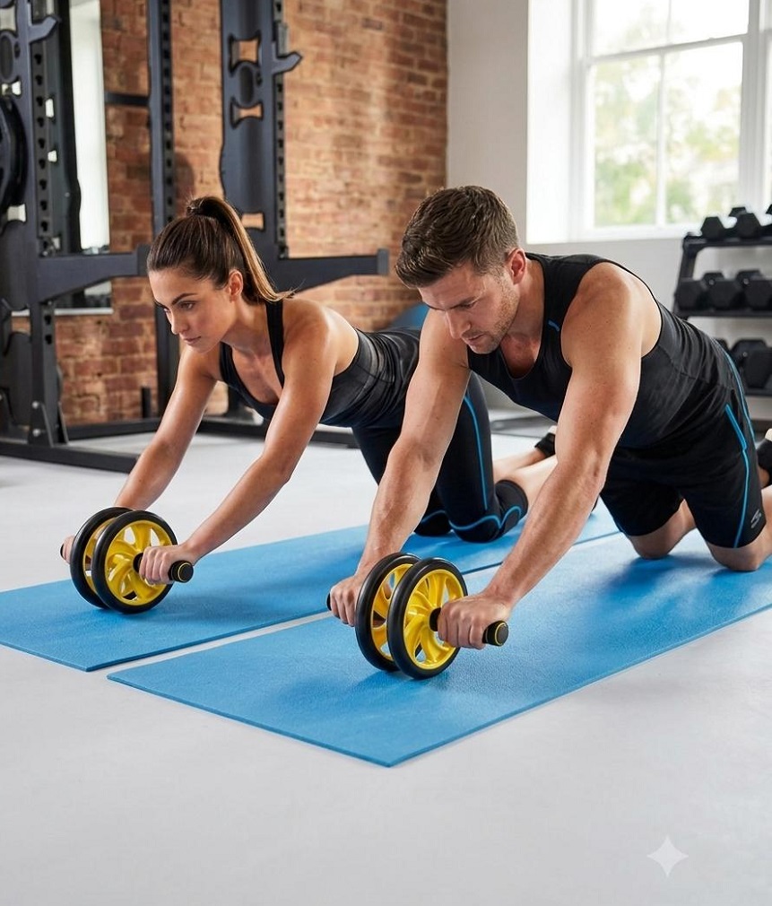 RUEDA PARA ABDOMINALES CON TAPETE GYM AMARILLO - 1