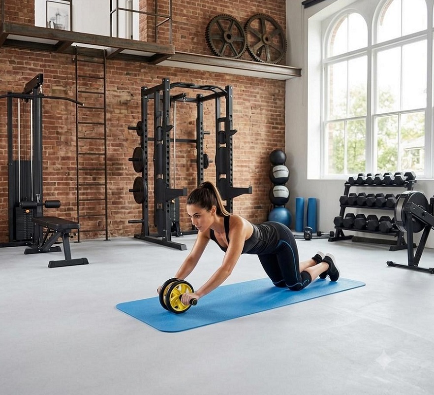 RUEDA PARA ABDOMINALES CON TAPETE GYM AMARILLO - 2