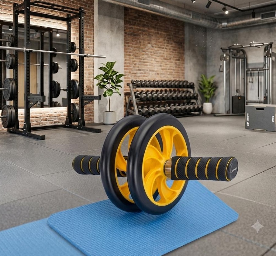 RUEDA PARA ABDOMINALES CON TAPETE GYM AMARILLO - 3