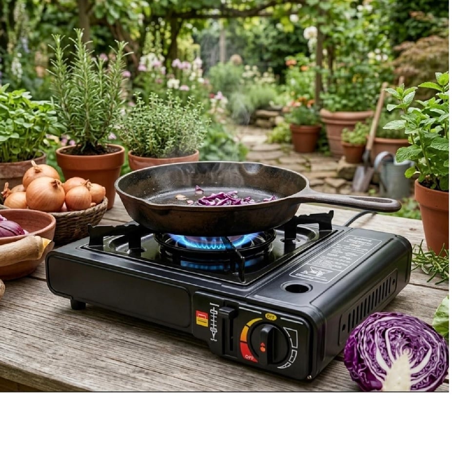 COCINA PORTÁTIL A GAS DE 1 HORNILLA PARA CAMPING CON MALETA - 2