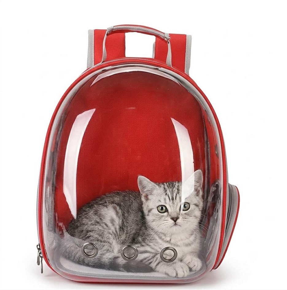 TRANSPORTARTADORA PARA GATO PERRO-MASCOTAS. COLOR ROJO - 4