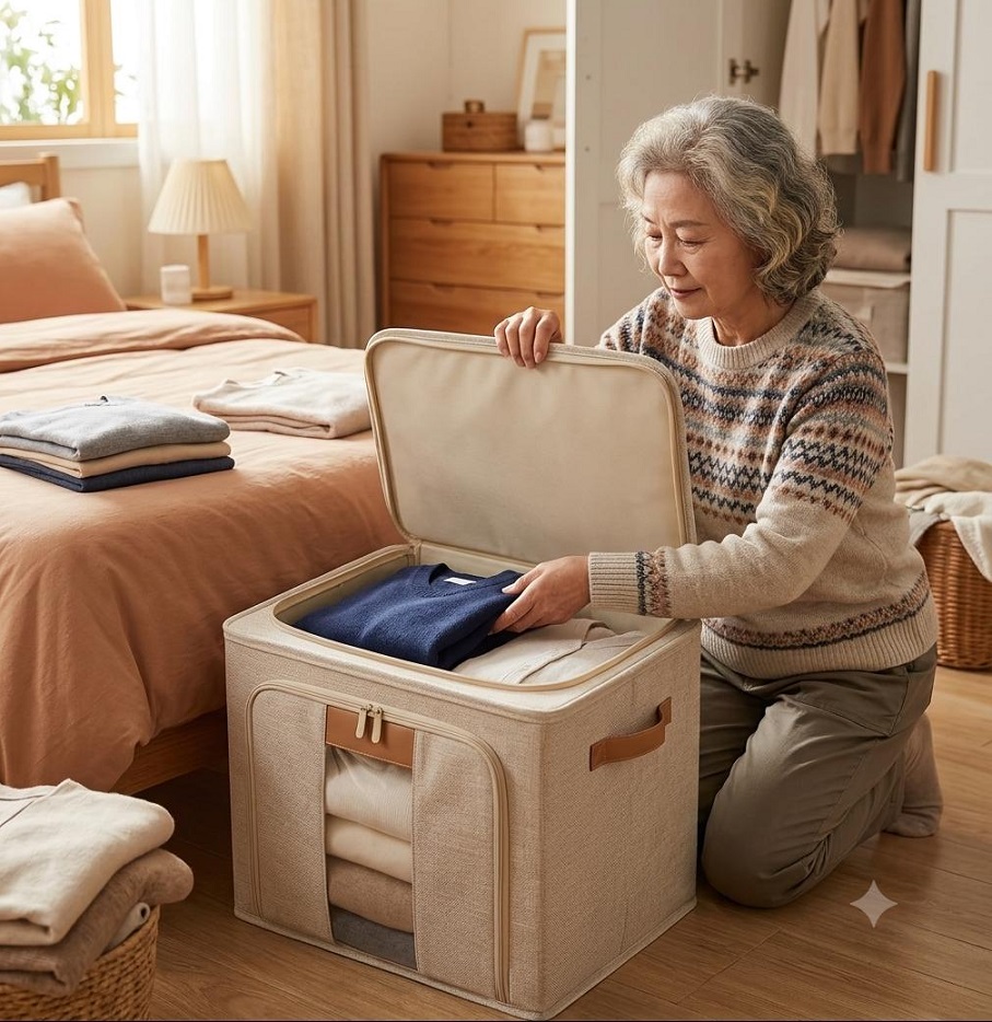 CAJA DE ALMACENAMIENTO MULTIFUNCIONAL DE 66 LITROS BEIGE - 6