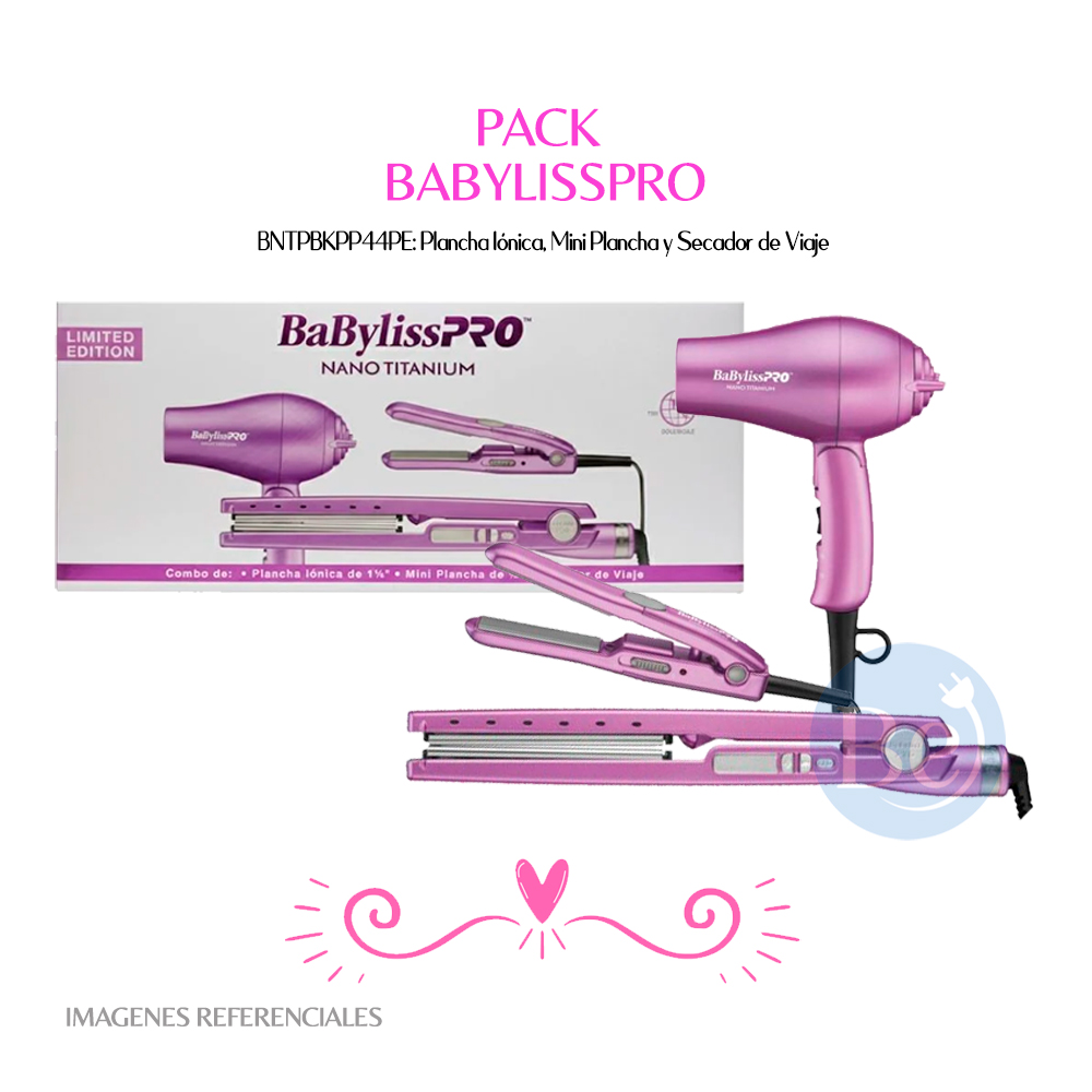 PACK BABYLISSPRO PLANCHA IÓNICA CON MINI PLANCHA Y SECADOR DE VIAJE - BNTCRPP45PE - 1