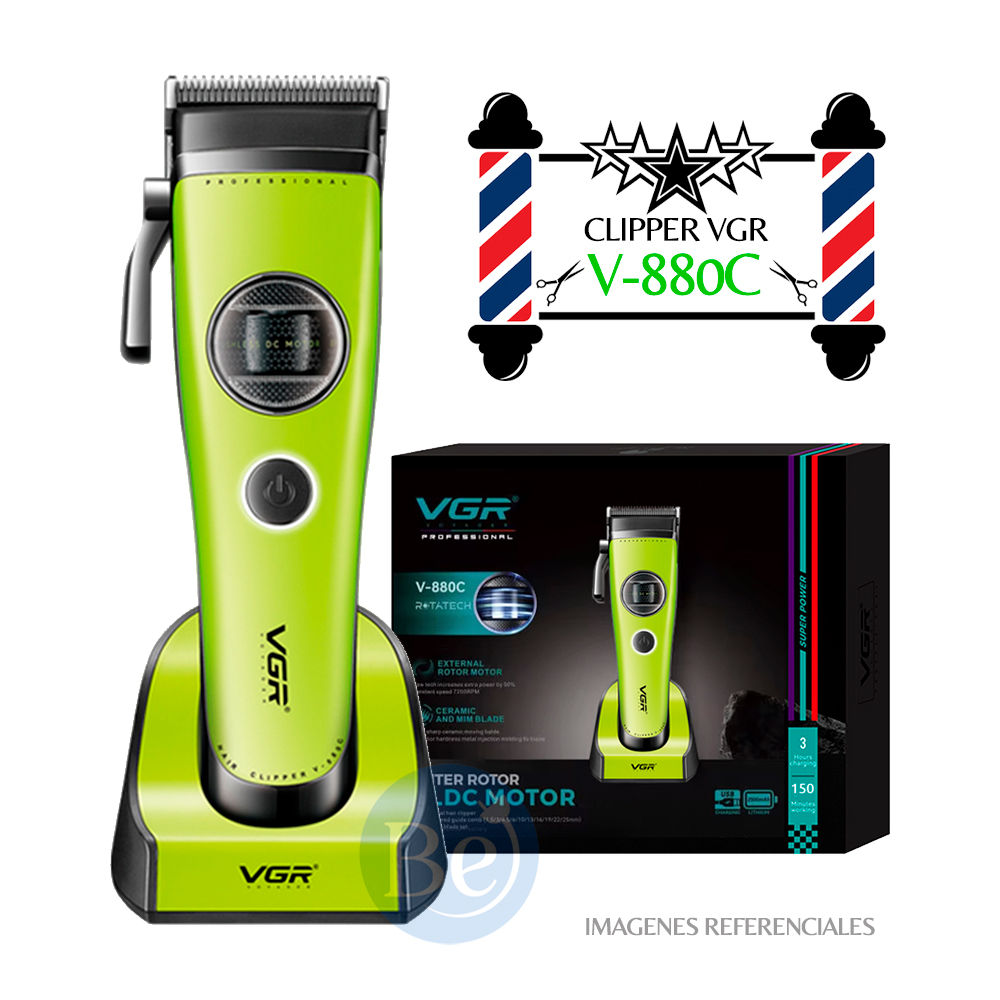 CORTADORA DE CABELLO VGR CERÁMICA MOTOR ROTATECH BLDC 7200RPM COLOR VERDE V-880C - 1
