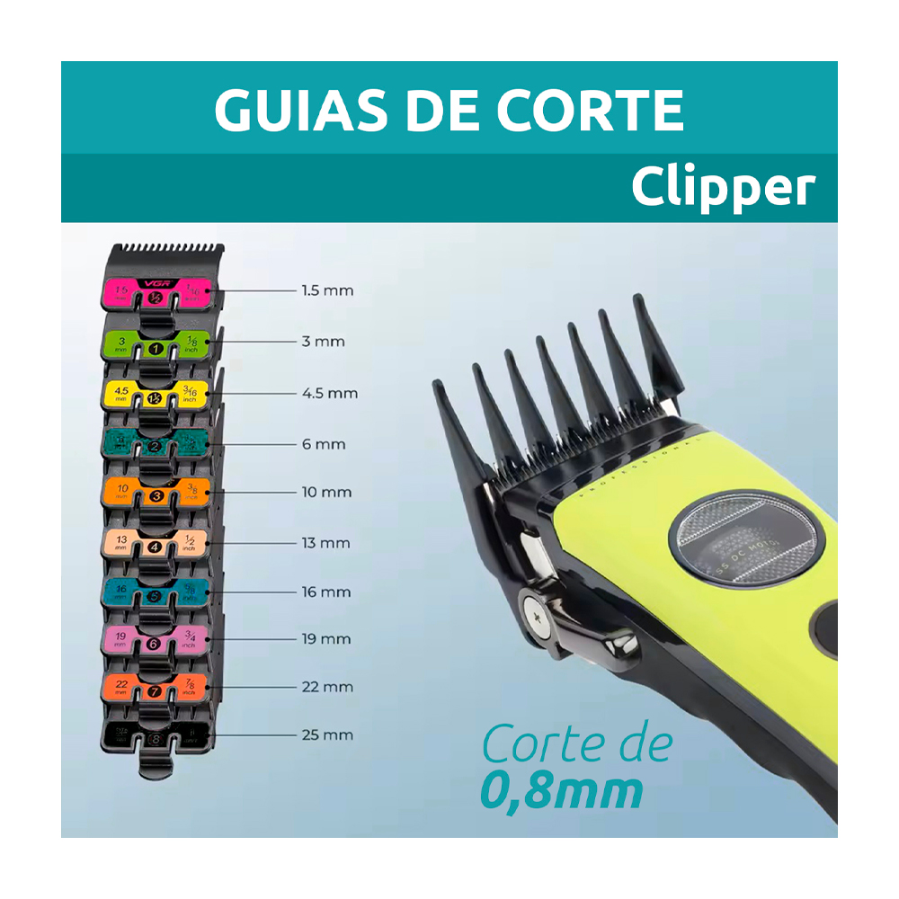 CORTADORA DE CABELLO VGR CERÁMICA MOTOR ROTATECH BLDC 7200RPM COLOR VERDE V-880C - 7