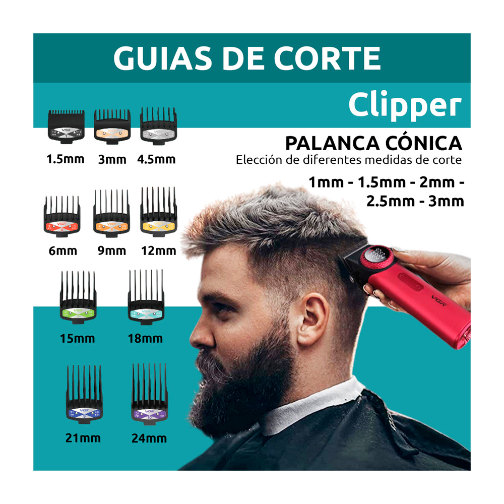 CORTADORA DE CABELLO VGR 9000 RPM V-001 ROJO - 5