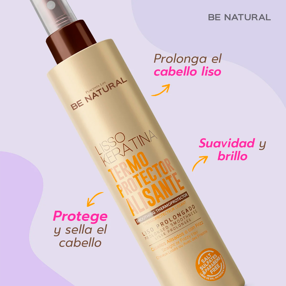 PROTECTOR TÉRMICO BE NATURAL LISSO KERATINA 'LISO PROLONGADO' DE 250 ML - 2