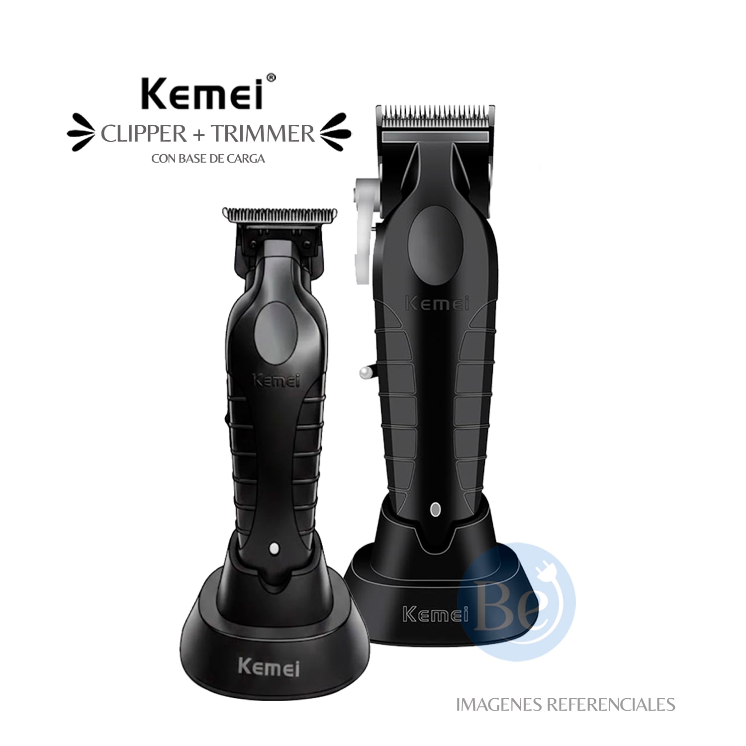 COMBO KEMEI CON BASE DE CARGA CORTADORA KM-2296 Y TRIMMER KM-2299 - 1