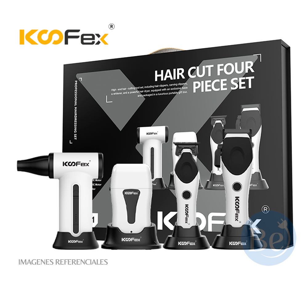 PACK BARBERO KOOFEX 4 EN 1 CORTADORA, TRIMMER, SHAVER Y VENTILADOR TURBO DE 13000 RPM - 1
