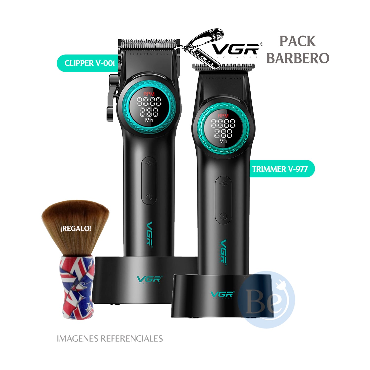 PACK BARBERO VGR CORTADORA V-001 Y TRIMMER V-977 COLOR NEGRO - 1