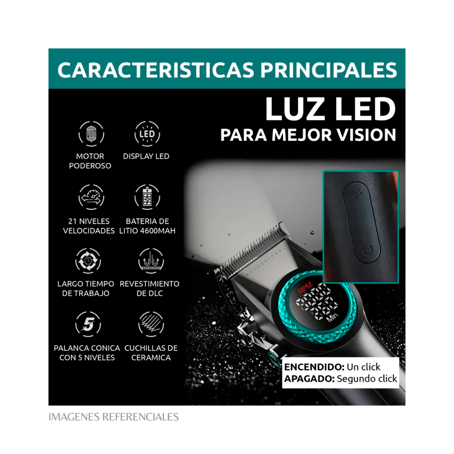 PACK BARBERO VGR CORTADORA V-001 Y TRIMMER V-977 COLOR NEGRO - 5