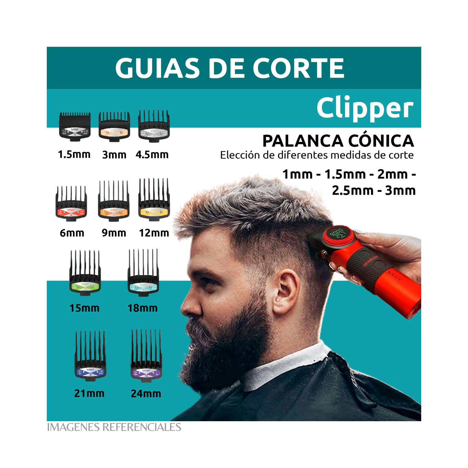 PACK BARBERO VGR CORTADORA V-001 Y TRIMMER V-977 COLOR ROJO - 4