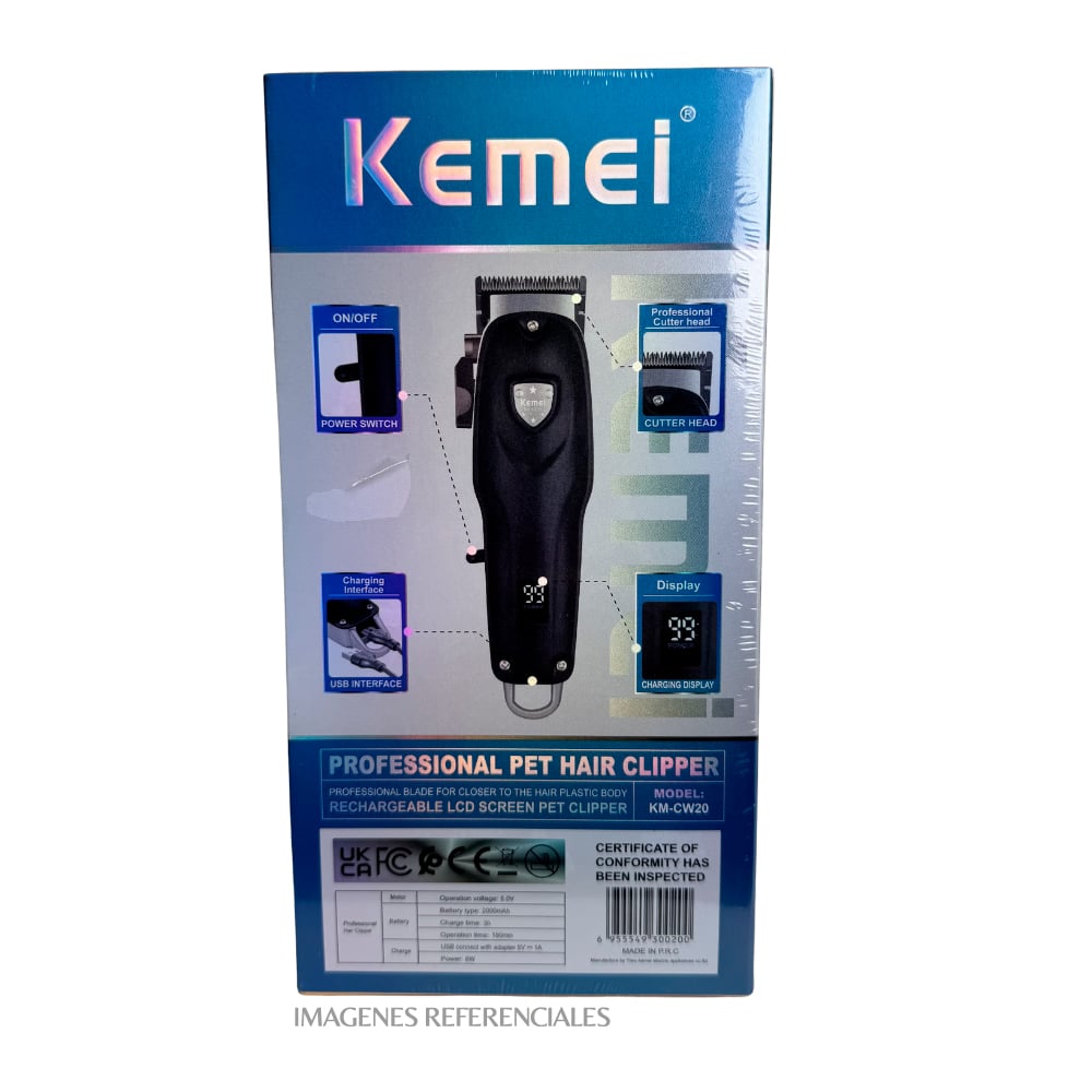 MÁQUINA CORTAPELO KEMEI PARA MASCOTAS INALÁMBRICA KM-CW20 - 4