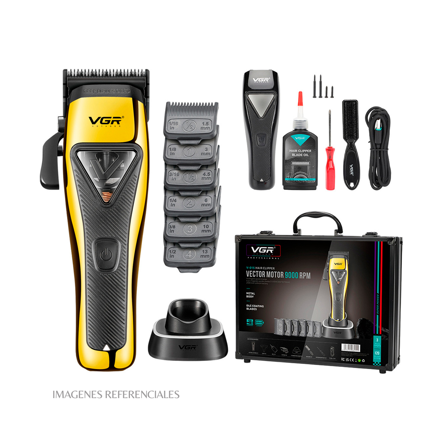 PACK CORTADORA VGR V-015 9000 RPM Y KIT DE ACCESORIOS (TIJERAS, BOTAPELO Y NAVAJA) - 2