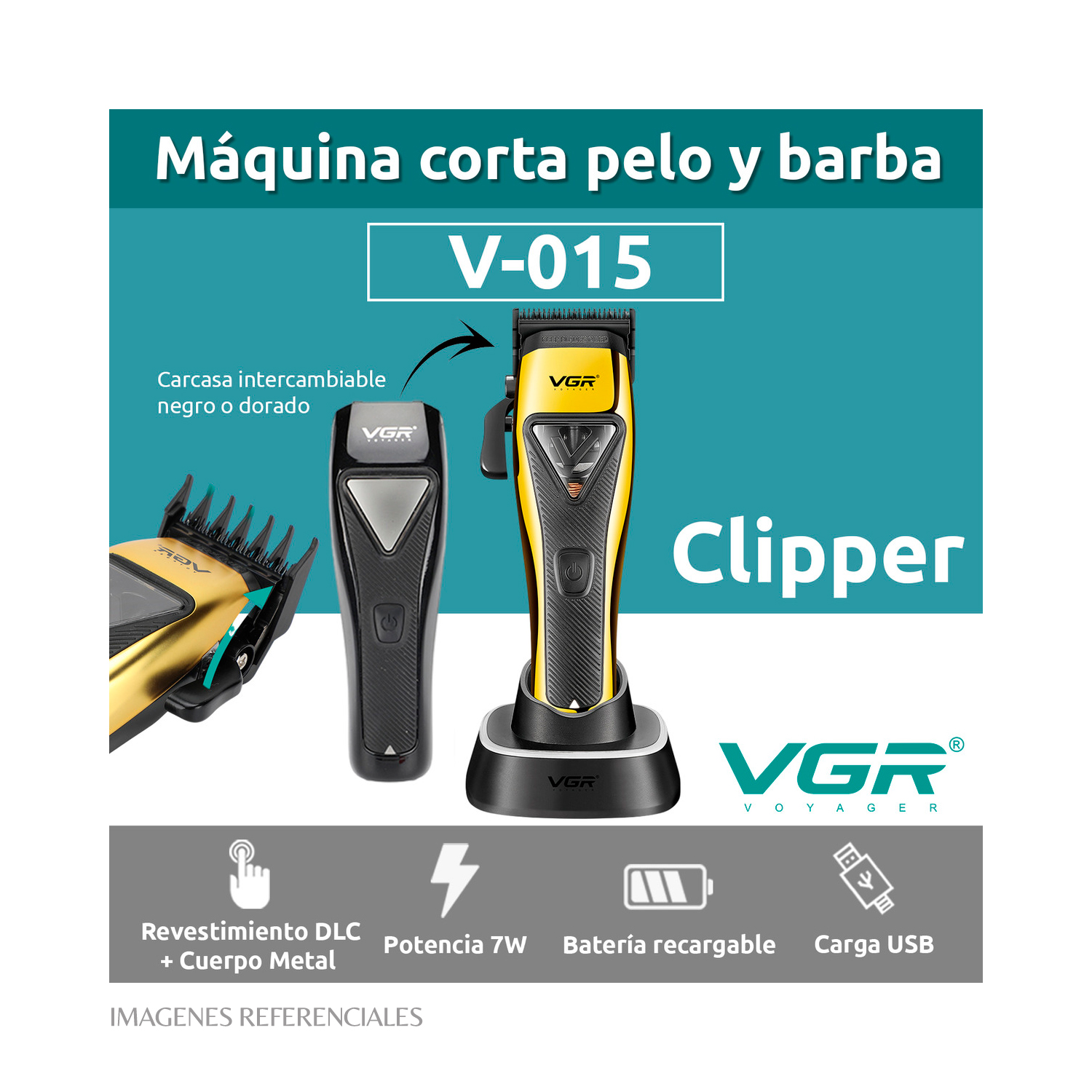 PACK CORTADORA VGR V-015 9000 RPM Y KIT DE ACCESORIOS (TIJERAS, BOTAPELO Y NAVAJA) - 4