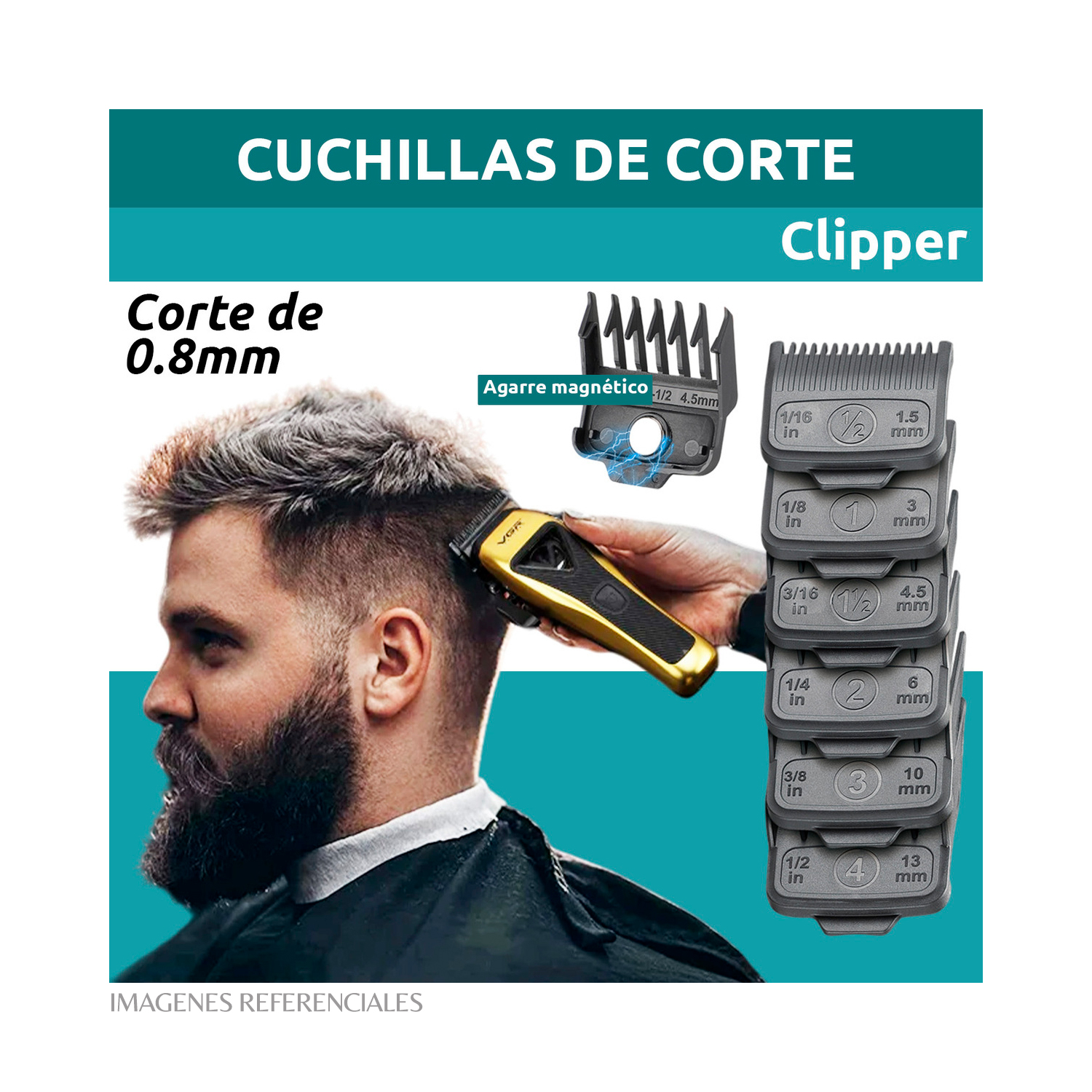 PACK CORTADORA VGR V-015 9000 RPM Y KIT DE ACCESORIOS (TIJERAS, BOTAPELO Y NAVAJA) - 7