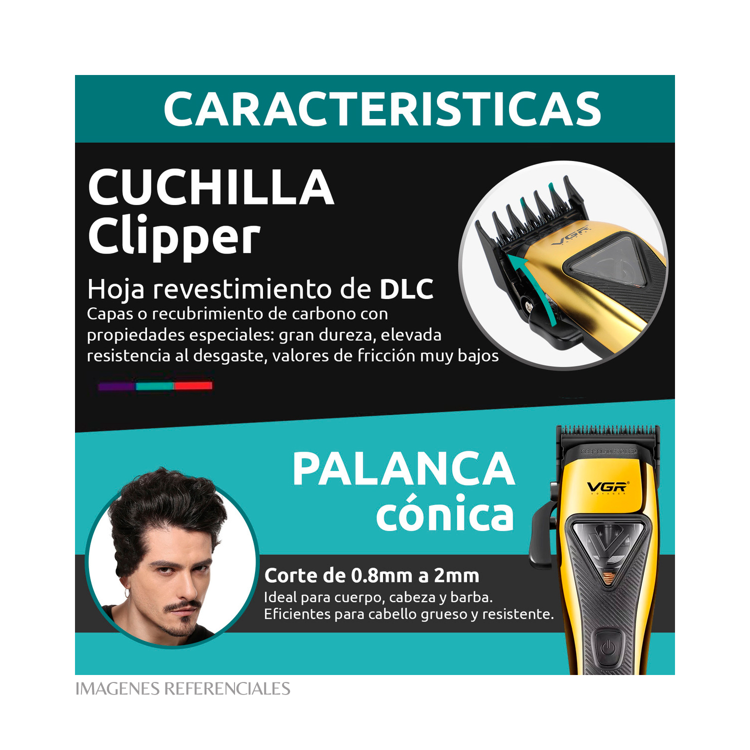 PACK CORTADORA VGR V-015 9000 RPM Y KIT DE ACCESORIOS (TIJERAS, BOTAPELO Y NAVAJA) - 8