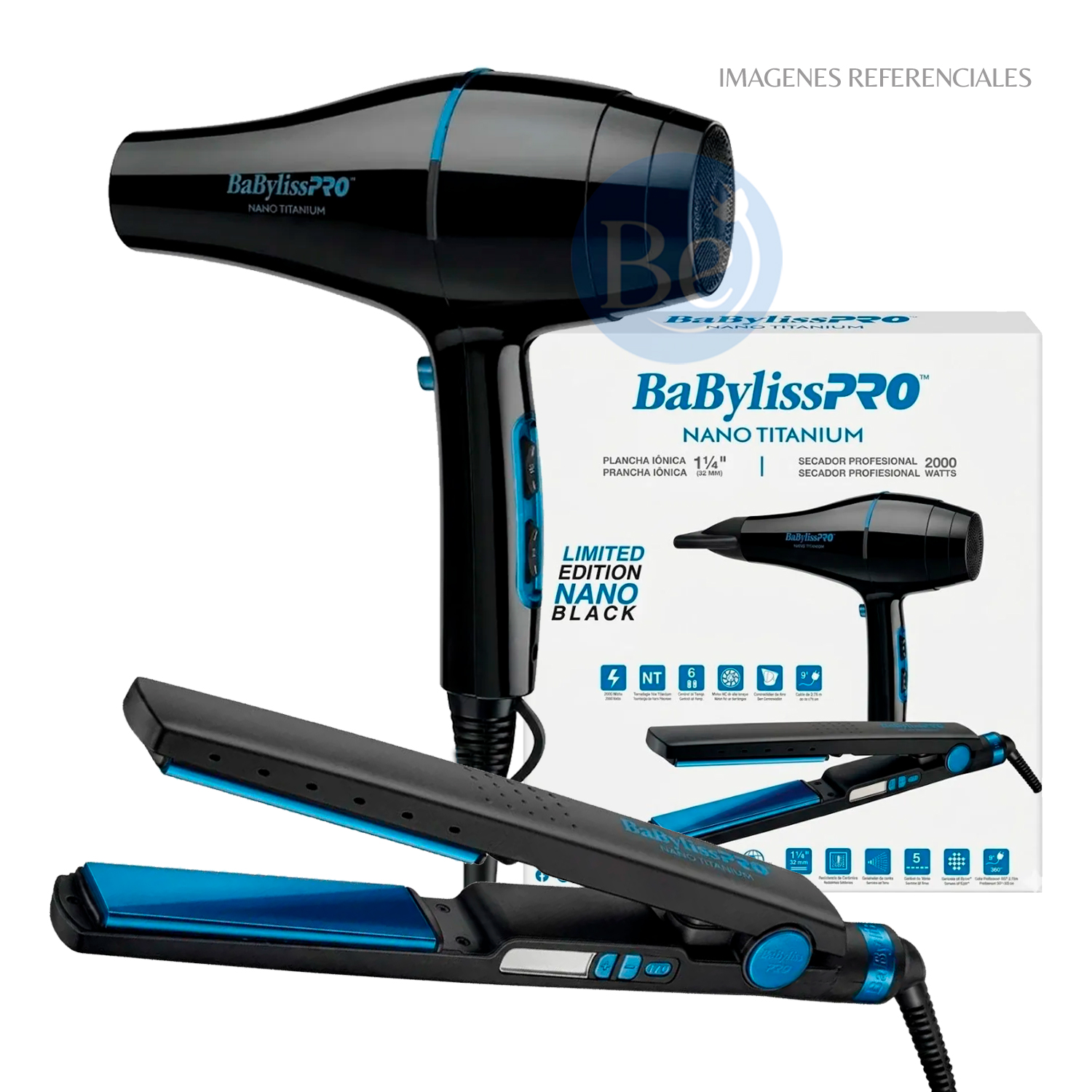 PACK BABYLISSPRO BLACK BLUE PLANCHA IÓNICA Y SECADORA - BBLPP4PE - 1
