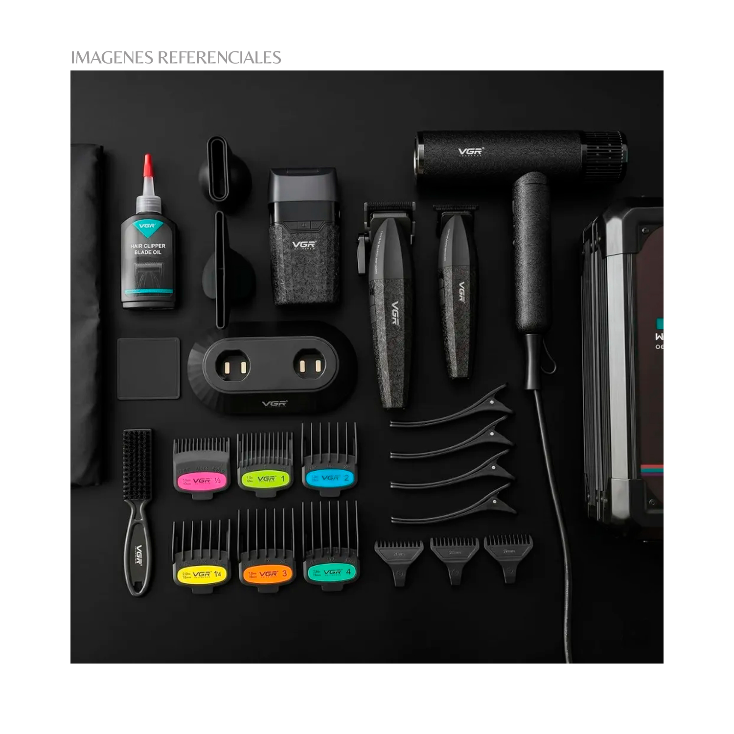 PACK BARBERO VGR CLIPPER, TRIMMER, SHAVER Y SECADORA EN MALETÍN V-640S4 - 10
