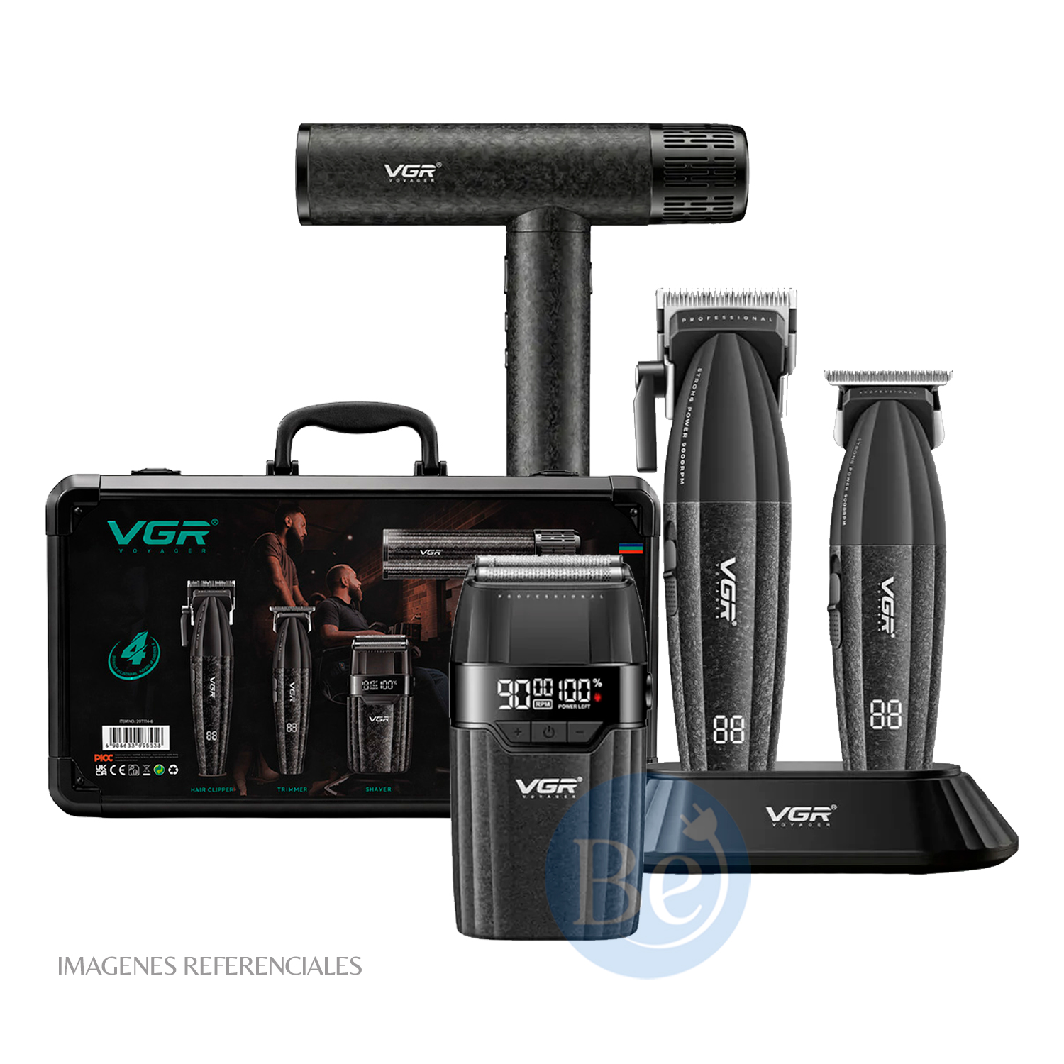 PACK BARBERO VGR CLIPPER, TRIMMER, SHAVER Y SECADORA EN MALETÍN V-640S4 - 2