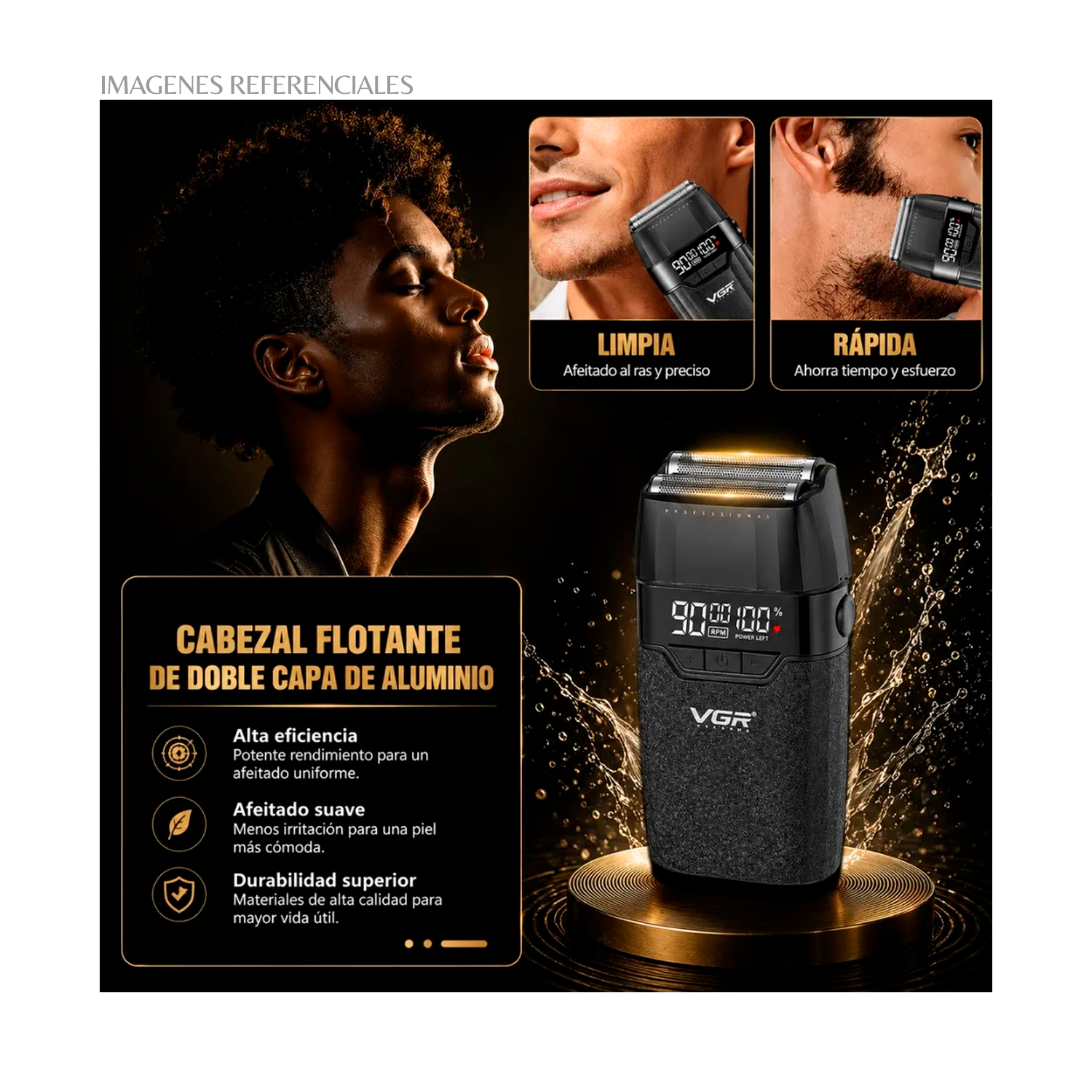 PACK BARBERO VGR CLIPPER, TRIMMER, SHAVER Y SECADORA EN MALETÍN V-640S4 - 6