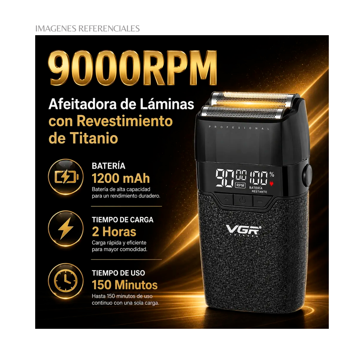 PACK BARBERO VGR CLIPPER, TRIMMER, SHAVER Y SECADORA EN MALETÍN V-640S4 - 7