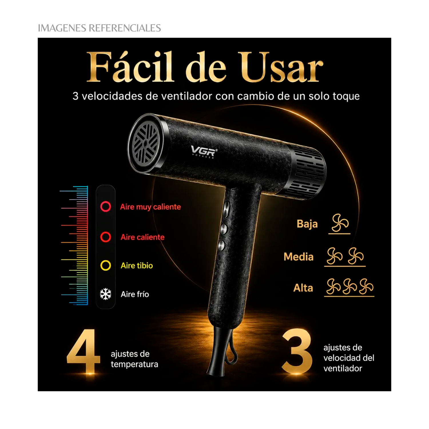 PACK BARBERO VGR CLIPPER, TRIMMER, SHAVER Y SECADORA EN MALETÍN V-640S4 - 9