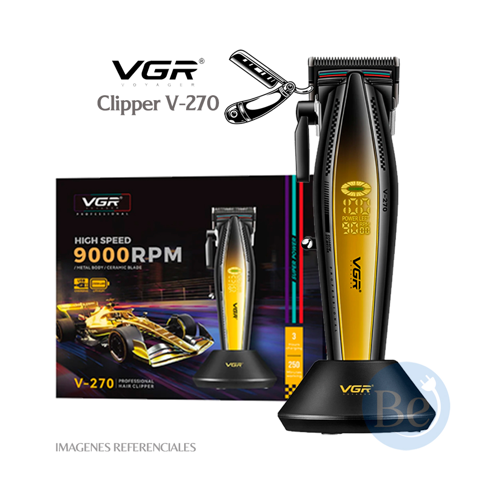 CORTADORA DE CABELLO VGR METAL 9000RPM COLOR AMARILLO V-270 - 1