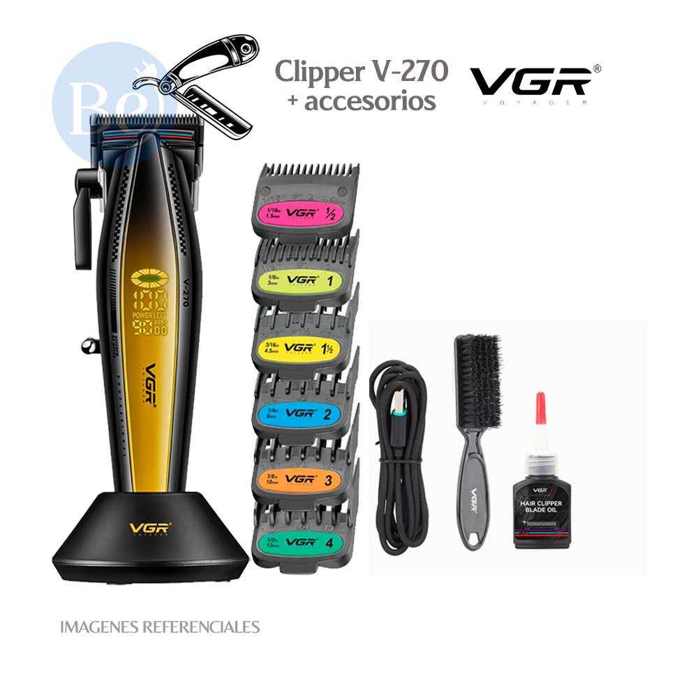 CORTADORA DE CABELLO VGR METAL 9000RPM COLOR AMARILLO V-270 - 2