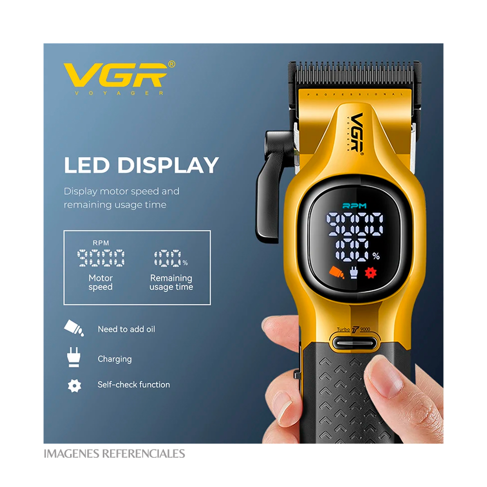 CORTADORA DE CABELLO VGR LED INALÁMBRICA V-886C - 5