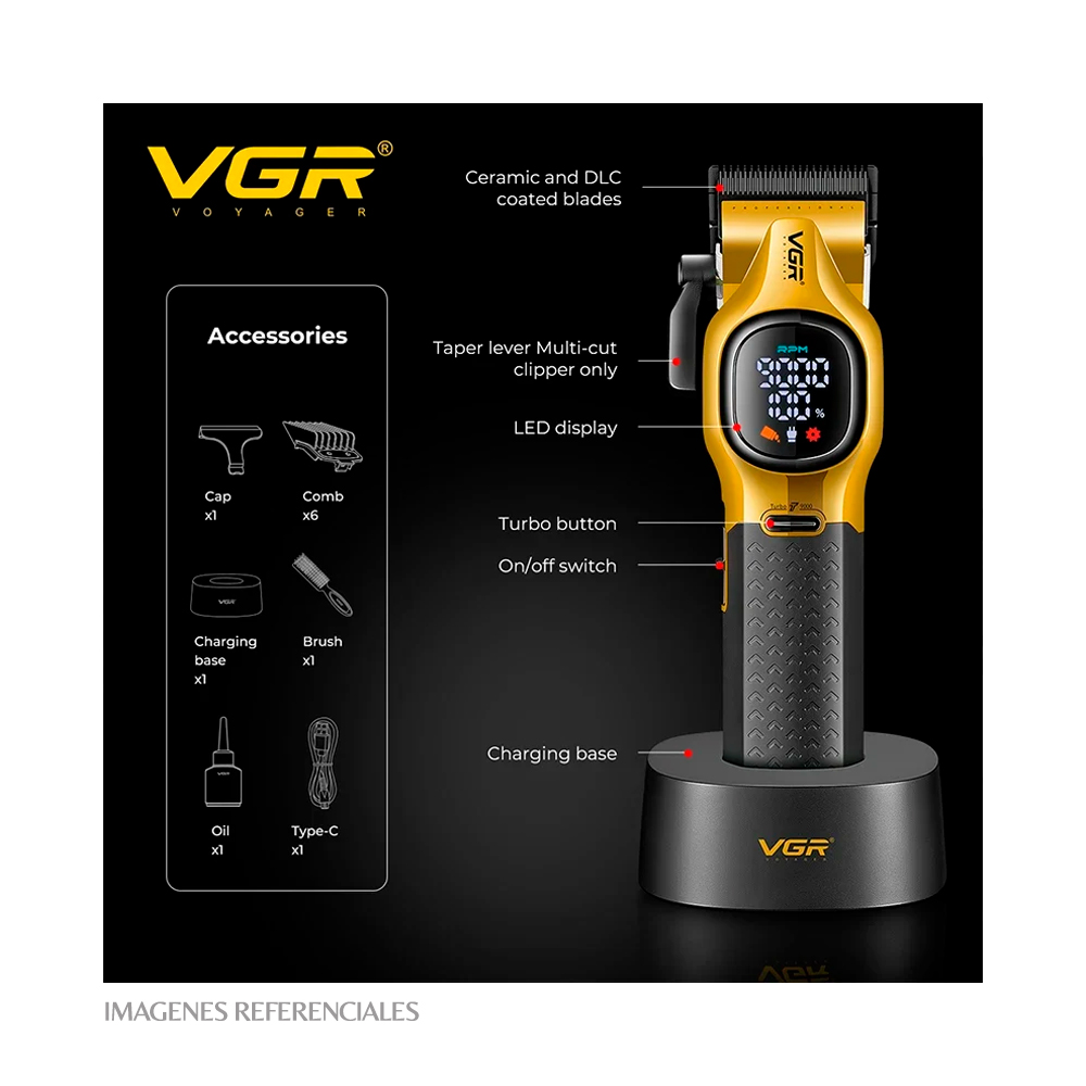 CORTADORA DE CABELLO VGR LED INALÁMBRICA V-886C - 7