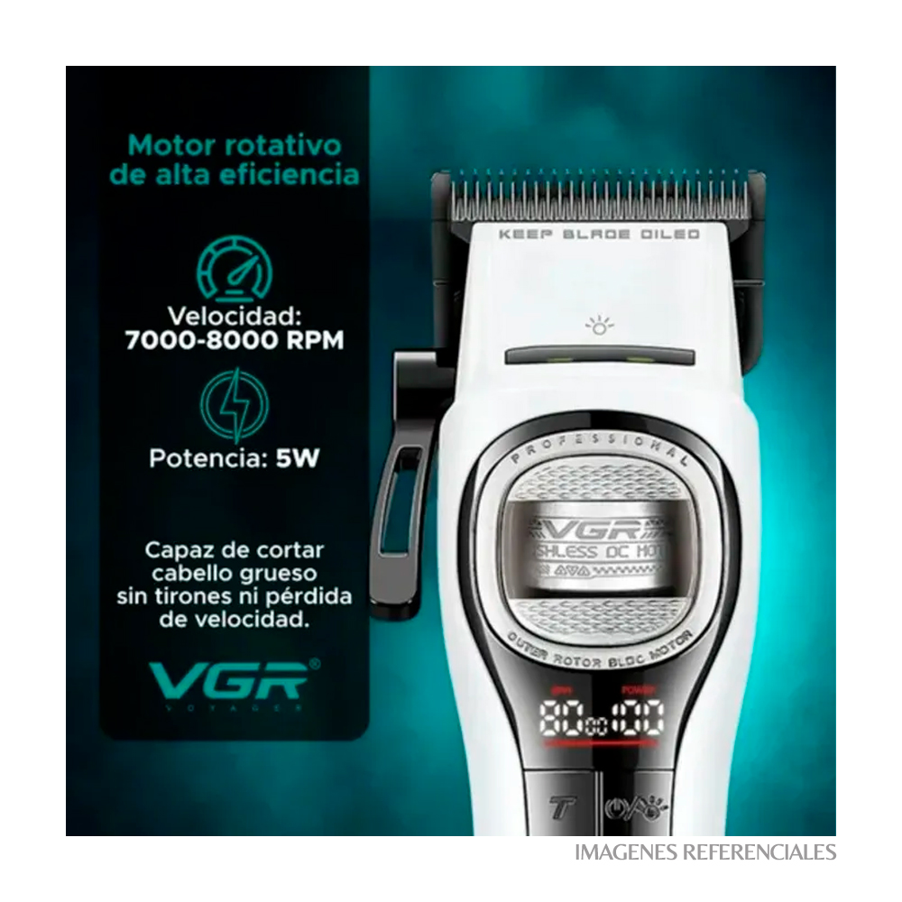 CORTADORA DE CABELLO VGR CON MOTOR ROTATIVO EXTERNO V-888C BLANCO - 4