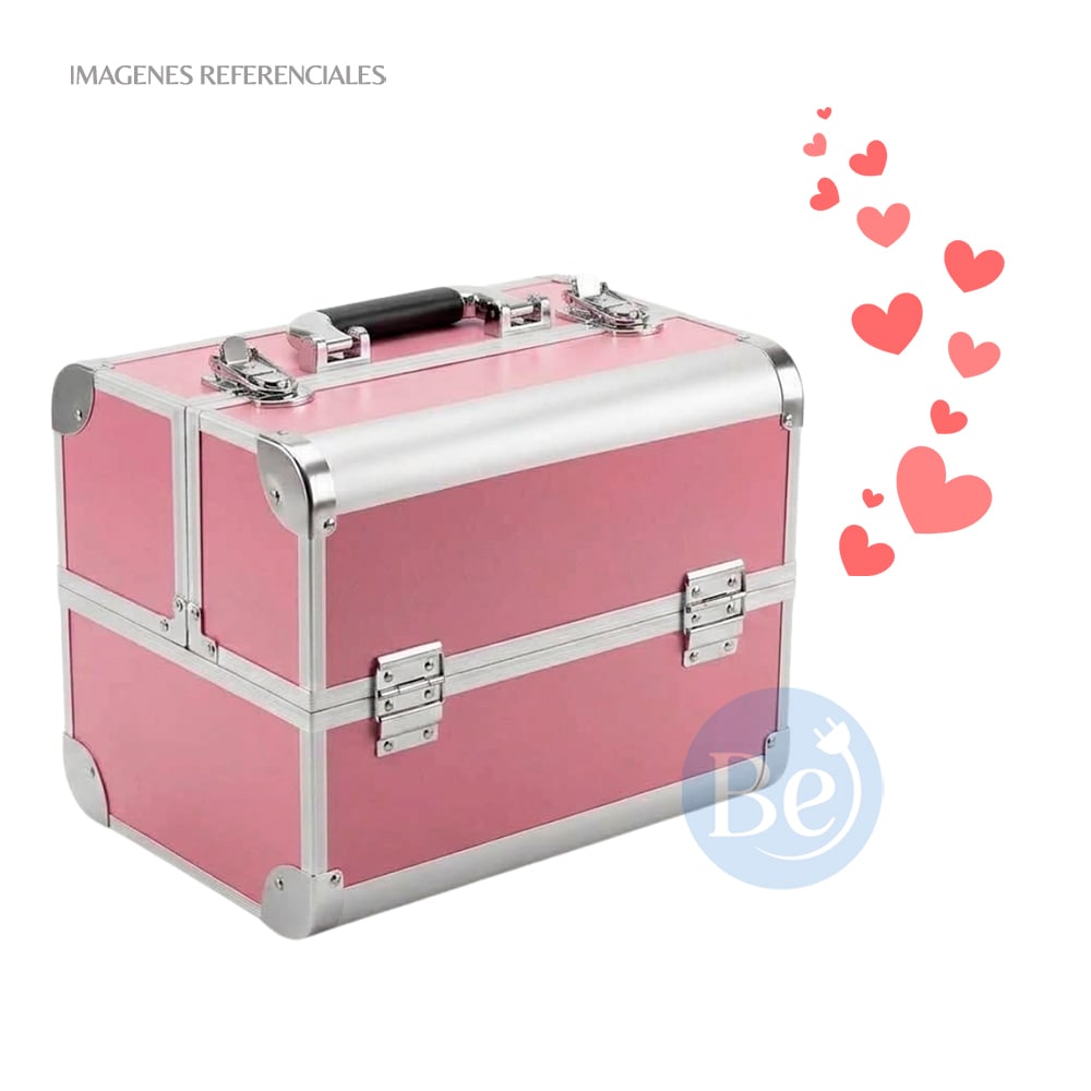 MALETÍN PROFESIONAL PARA MAQUILLAJE Y BELLEZA – ROSA - 1