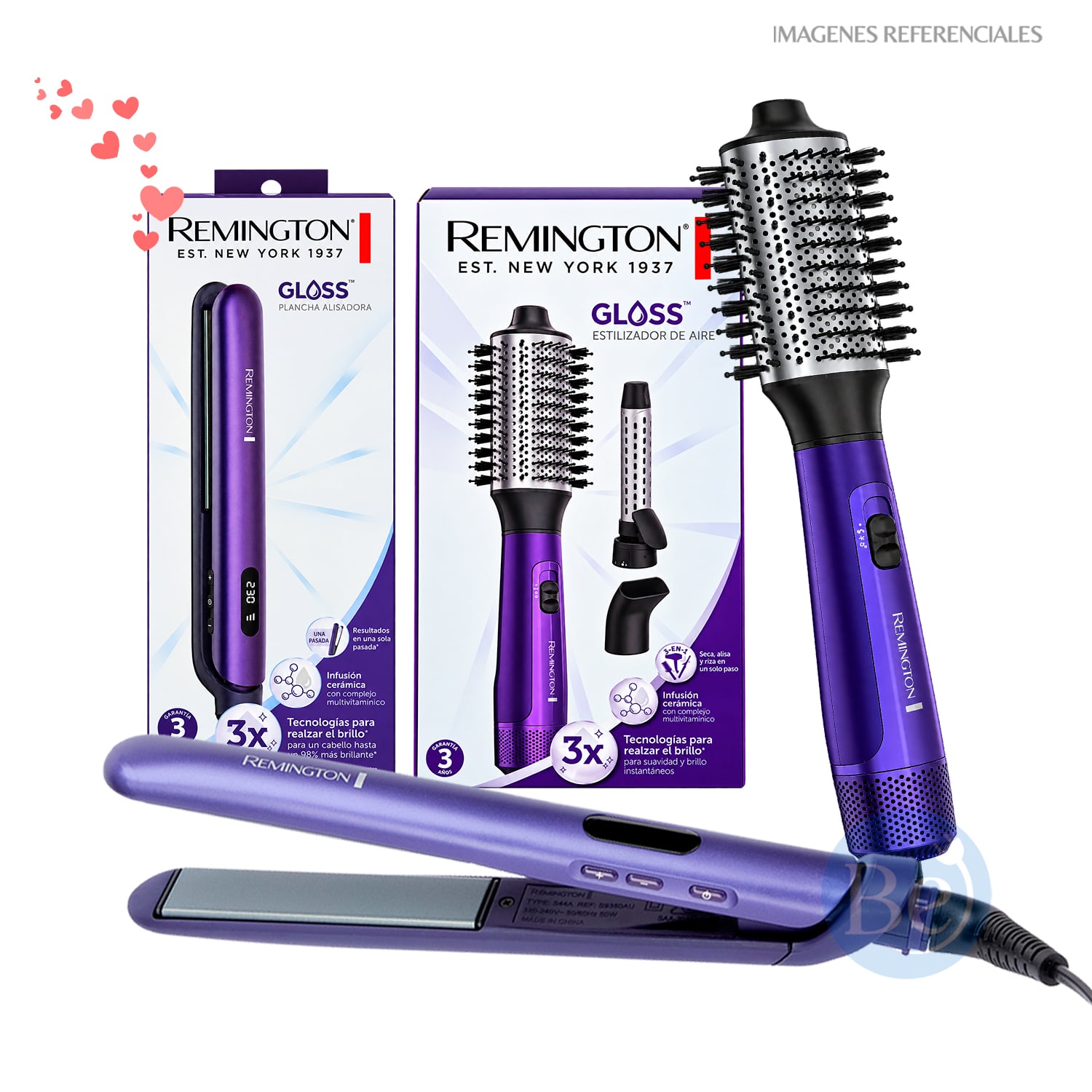 COMBO REMINGTON GLOSS ALISADORA S9350 Y CEPILLO ESTILIZADOR AS9350 - 1