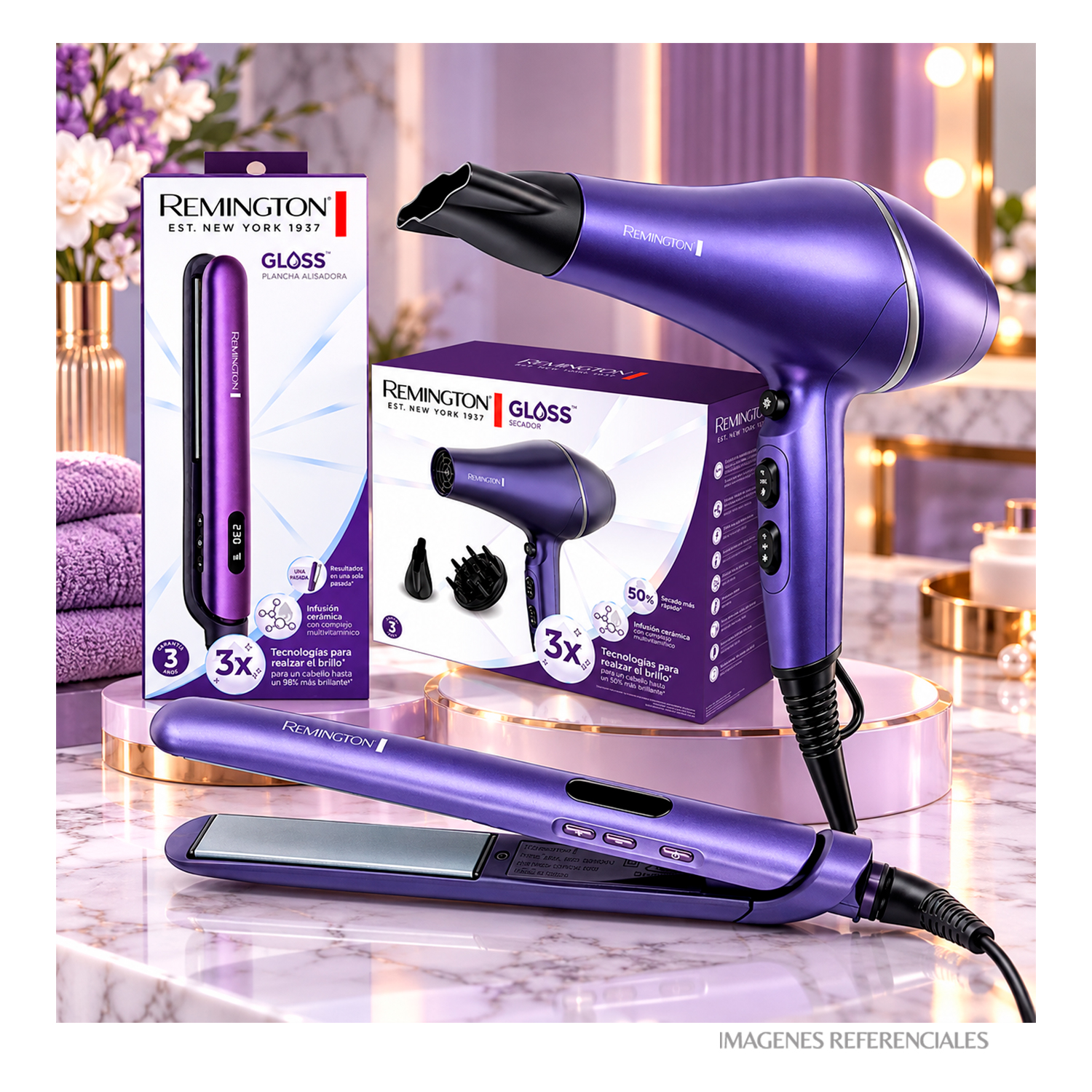COMBO REMINGTON GLOSS ALISADORA S9350 Y SECADOR AC9350 - 6