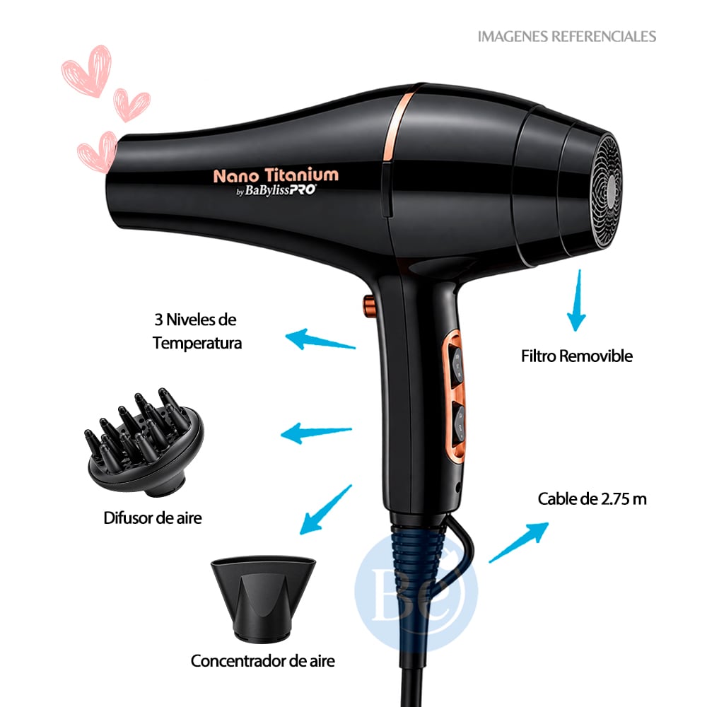 SECADORA BABYLISSPRO ROSE GOLD BLACK B6176PE DE 2000 W - 3