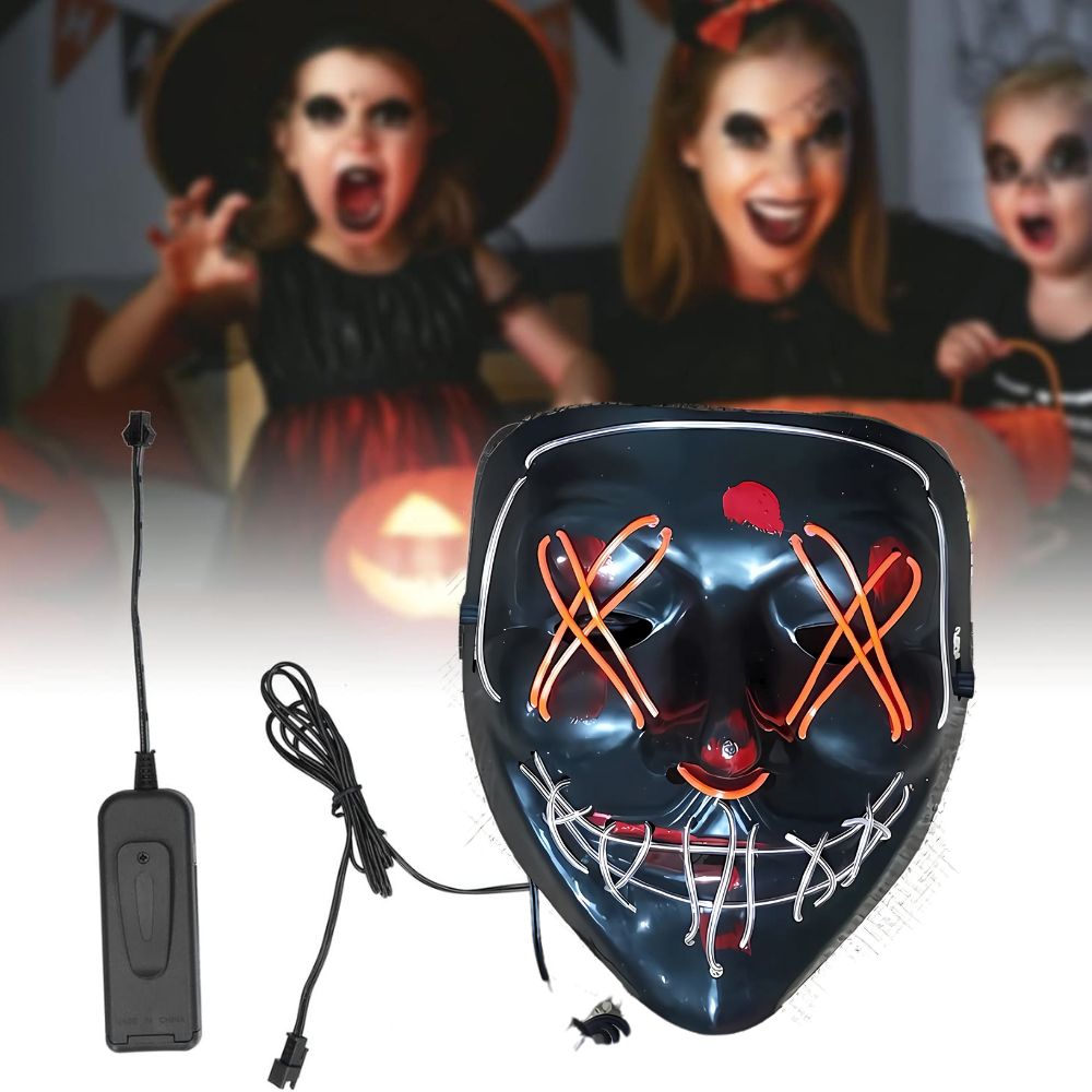 MASCARA HALLOWEEN LA PURGA 2 COLORES EN 1 NEON - 2