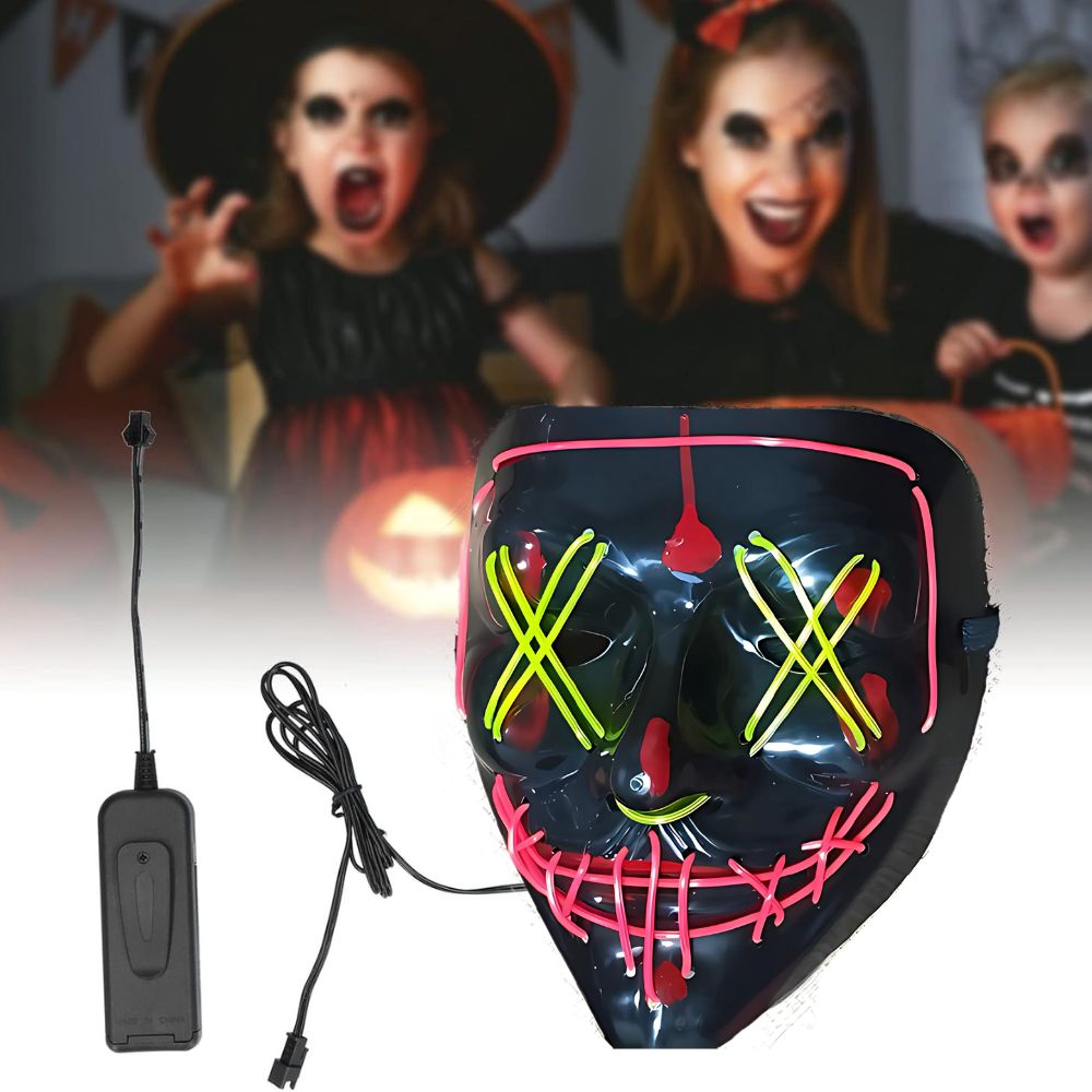 MASCARA HALLOWEEN LA PURGA 2 COLORES EN 1 NEON - 2