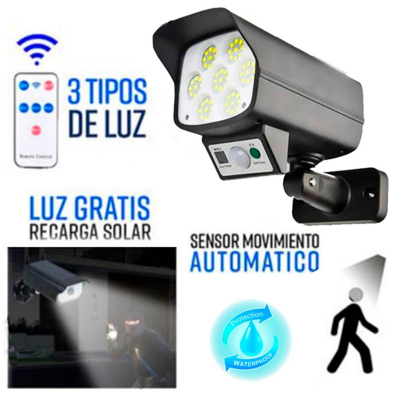 LÁMPARA SOLAR FORMA CÁMARA DE SEGURIDAD SENSOR DE MOVIMIENTO. - 1