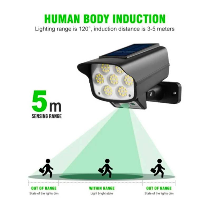 LÁMPARA SOLAR FORMA CÁMARA DE SEGURIDAD SENSOR DE MOVIMIENTO. - 4