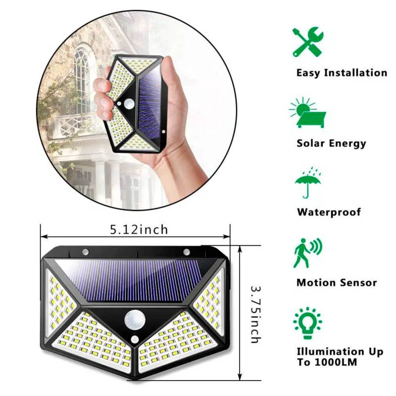 LÁMPARA BK-100 SOLAR CON SENSOR MOVIMIENTO EXTERIOR ILUMINACION LED - 6