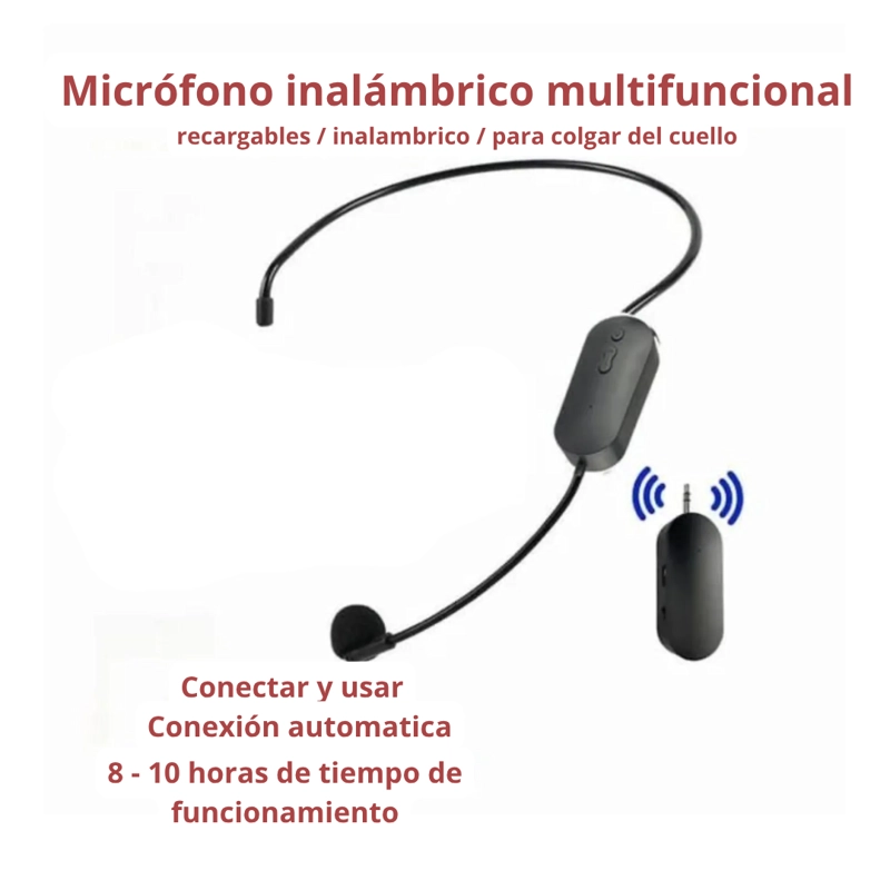 MICRÓFONOS INALÁMBRICO DIADEMA RECARGABLES STREAMING CLASES PRESENTACIONES AY-102 - 4