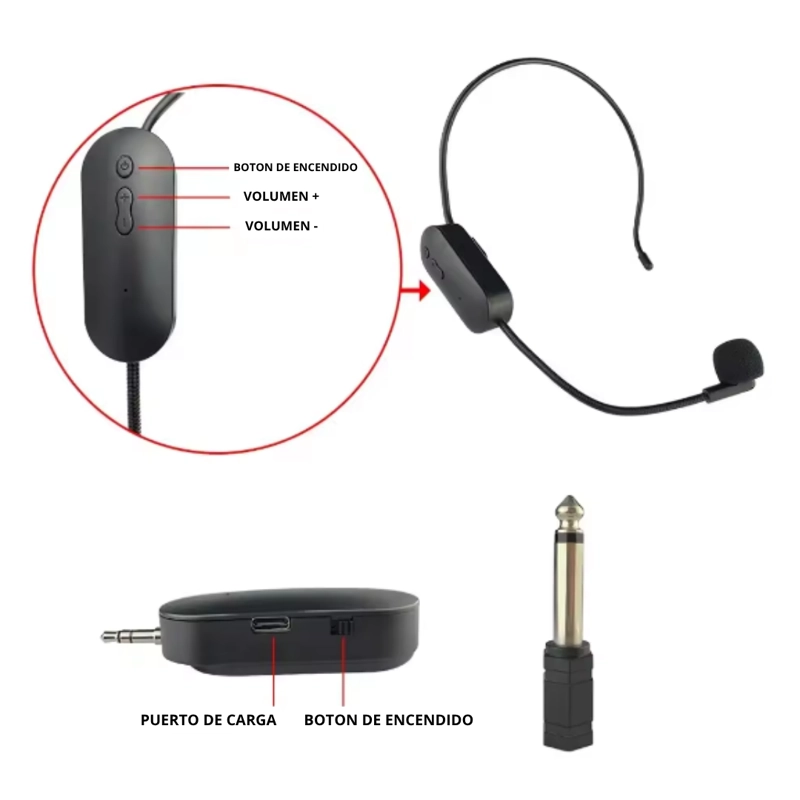 MICRÓFONOS INALÁMBRICO DIADEMA RECARGABLES STREAMING CLASES PRESENTACIONES AY-102 - 5